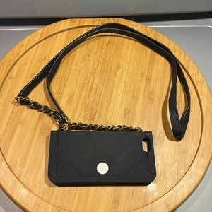 Tory Burch crossbody phone case, rubber with leather strap- see measurements